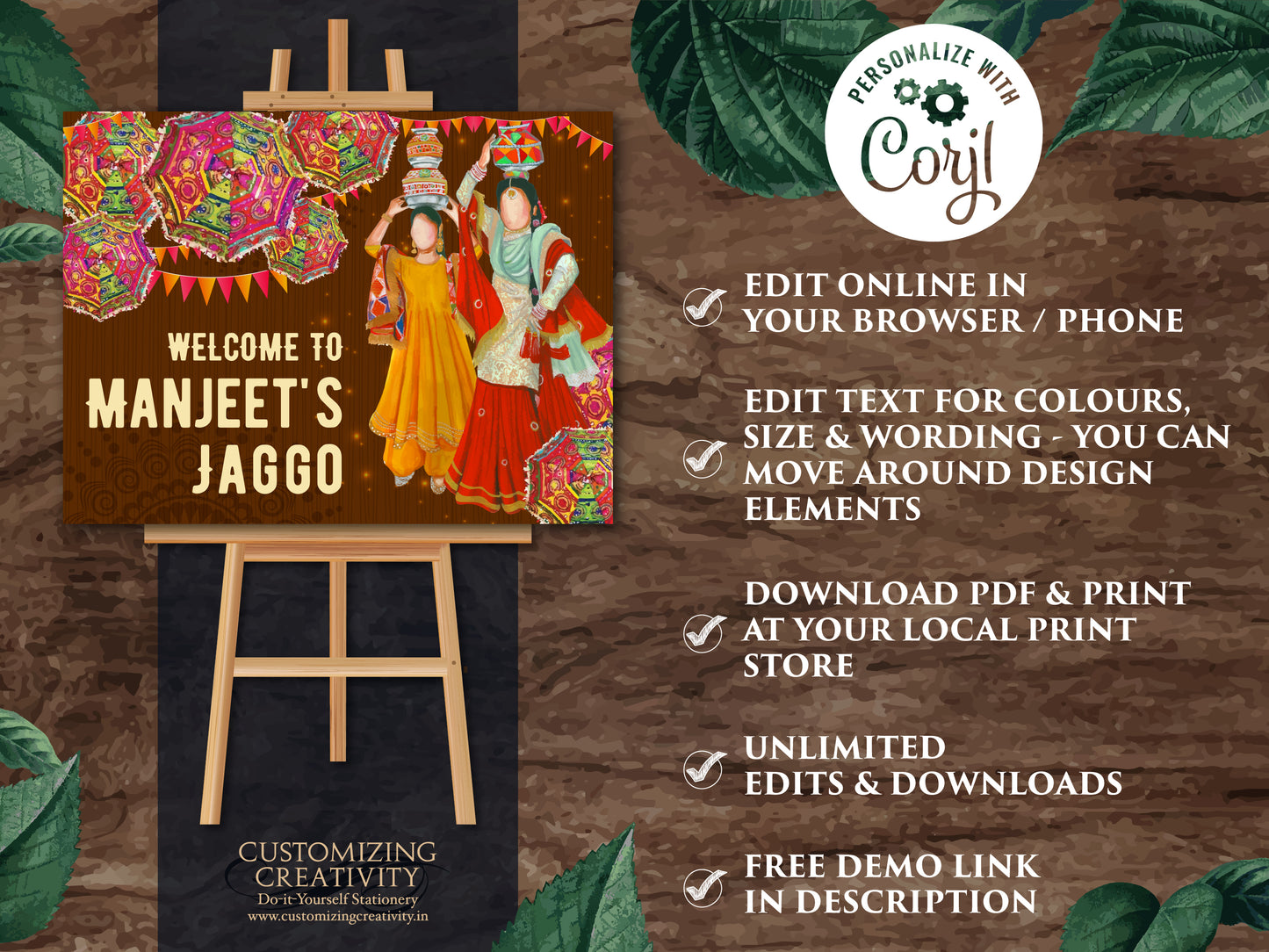 Jago Welcome sign as Welcome to Jaggo signboard, Jaggo Welcome Signs as Jaggo signs, Sikh Wedding sign & Jago poster as Punjabi Welcome sign