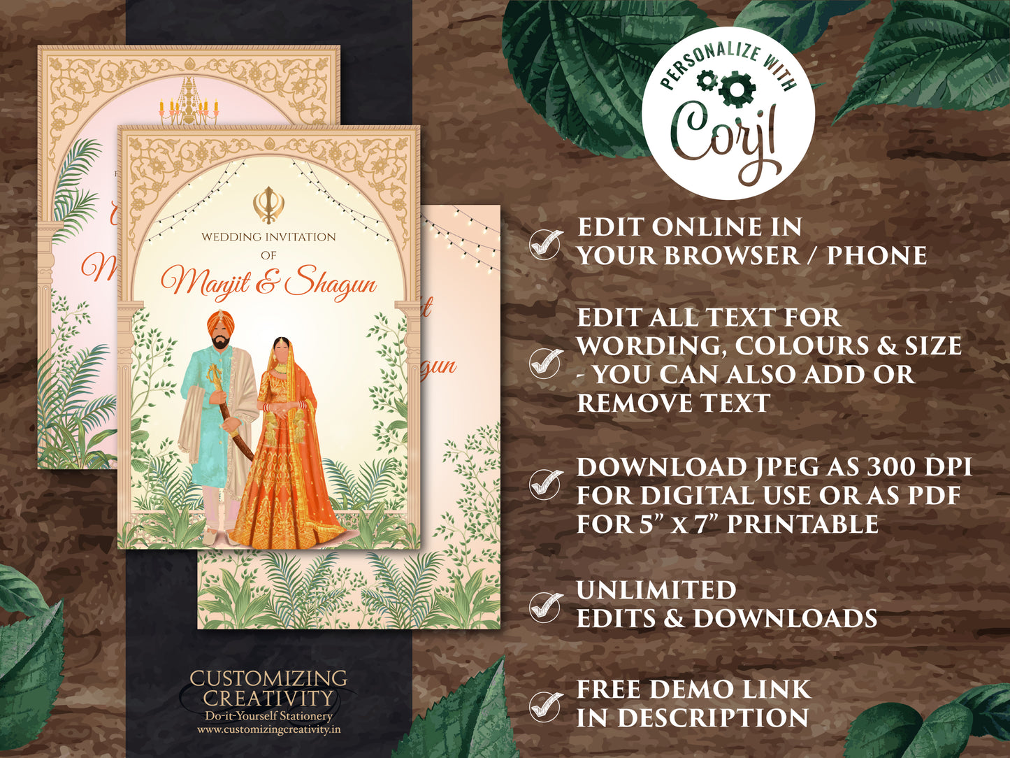 Sikh wedding card Punjabi wedding invitation, Punjabi Wedding card & Sikh Wedding invitation, Indian wedding cards as Anand Karaj invitation