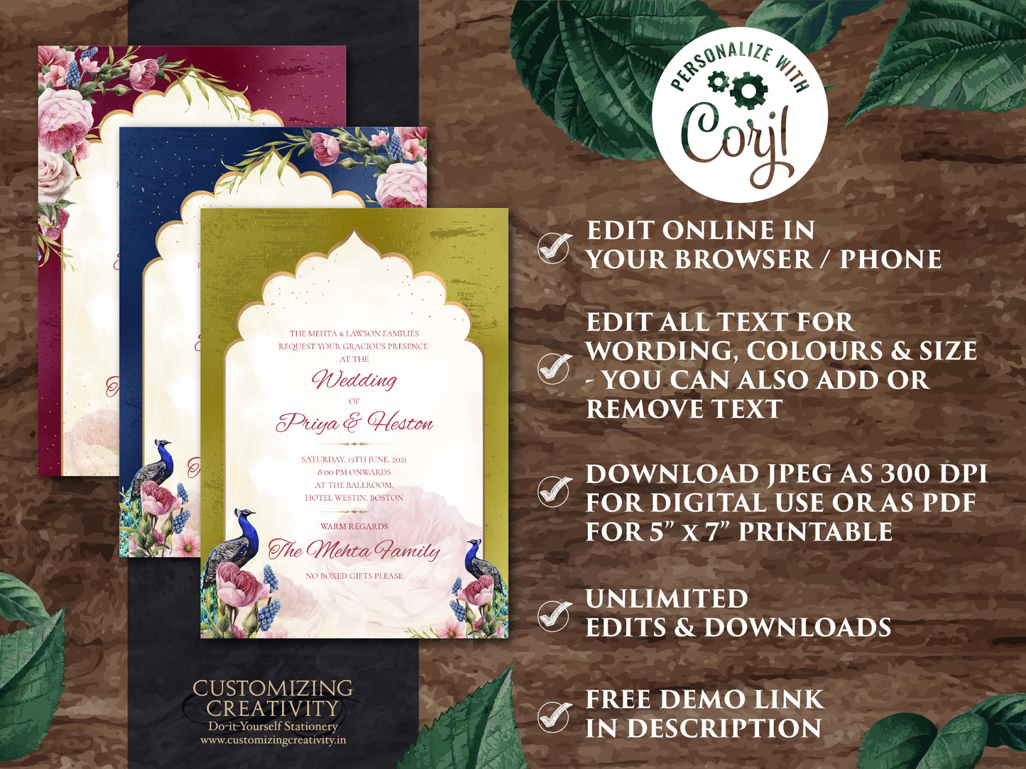 Peacock Wedding Invitation as Peacock invitations, Indian Invitation Jewel Tones & Indian Peacock invites, Indian Wedding invitations Hindu