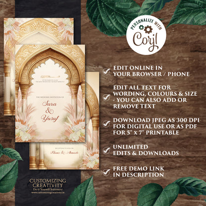 Muslim wedding cards Digital Islamic Wedding Invitations, Muslim wedding Invitation & Digital Nikkah invites as Digital Nikkah invitations