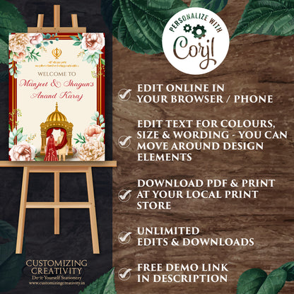 Anand Karaj Signs Punjabi Wedding Welcome Signs, Sikh Wedding Signs & Punjabi Wedding Signs, Anand Karaj welcome signs as Sikh Welcome signs
