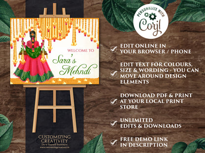 Mehndi Signs as Mehndi Welcome signs, Mehndi poster as Mehndi Decor Signs, Mendhi decoration & Mehendi decor, Mendhi decor sign Mendhi sign