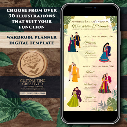 Indian wedding itinerary Digital Indian Wardrobe Planner & Hindu Wedding Program, Indian Wedding Program as Digital Indian wedding Timeline