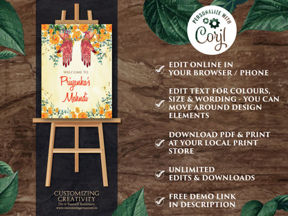 Mehndi poster & Mehndi decor sign, Mehndi Signs as Mehendi signs, Mendhi decor sign as Mehndi signage, Mendhi signs as Mehndi Welcome signs