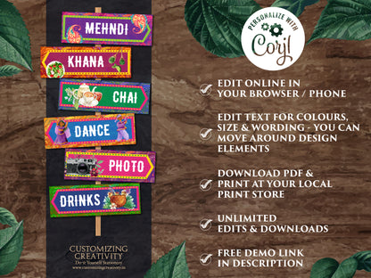 Mehndi decoration & Mehndi Signs, Mehndi Welcome signs as Dholki decoration, Mehendi decor as Haldi decoration, Haldi decor as Sangeet decor
