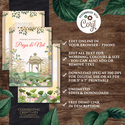 Digital Shaadi invitations Indian wedding invitation, Indian wedding card as Gujarati Kankotri, Hindu invitation as Hindu wedding invite