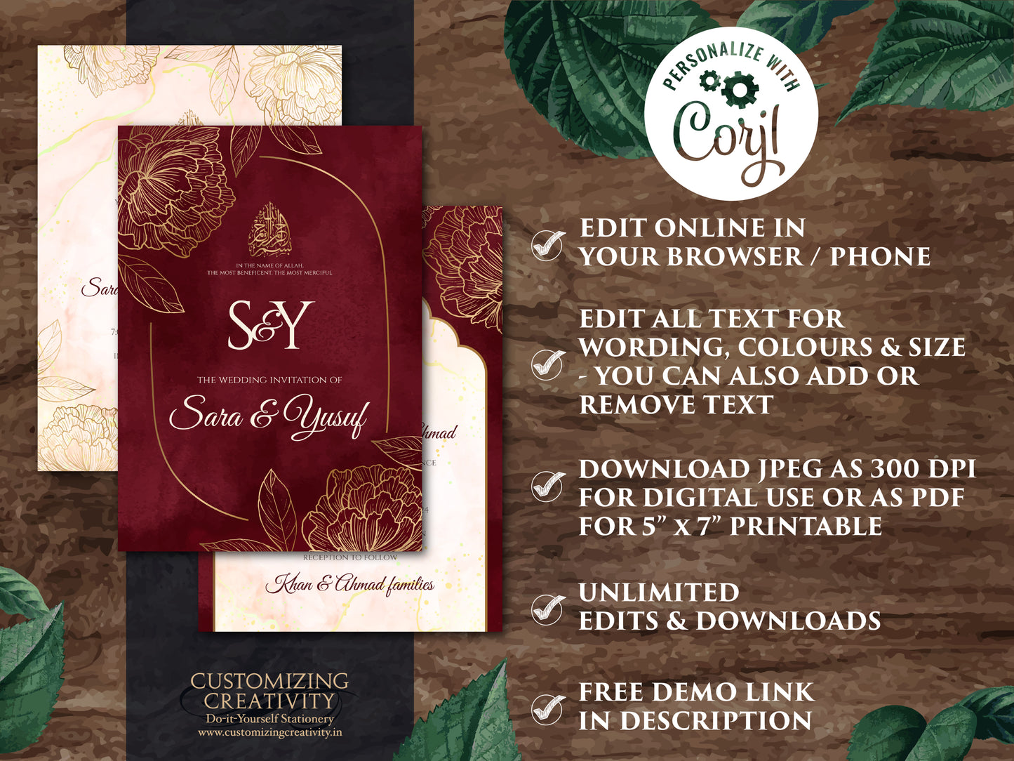 Muslim Wedding Invitation Islamic Nikkah invitation & Pakistani Wedding invite Muslim, Muslim wedding cards Islamic as Digital Nikkah cards