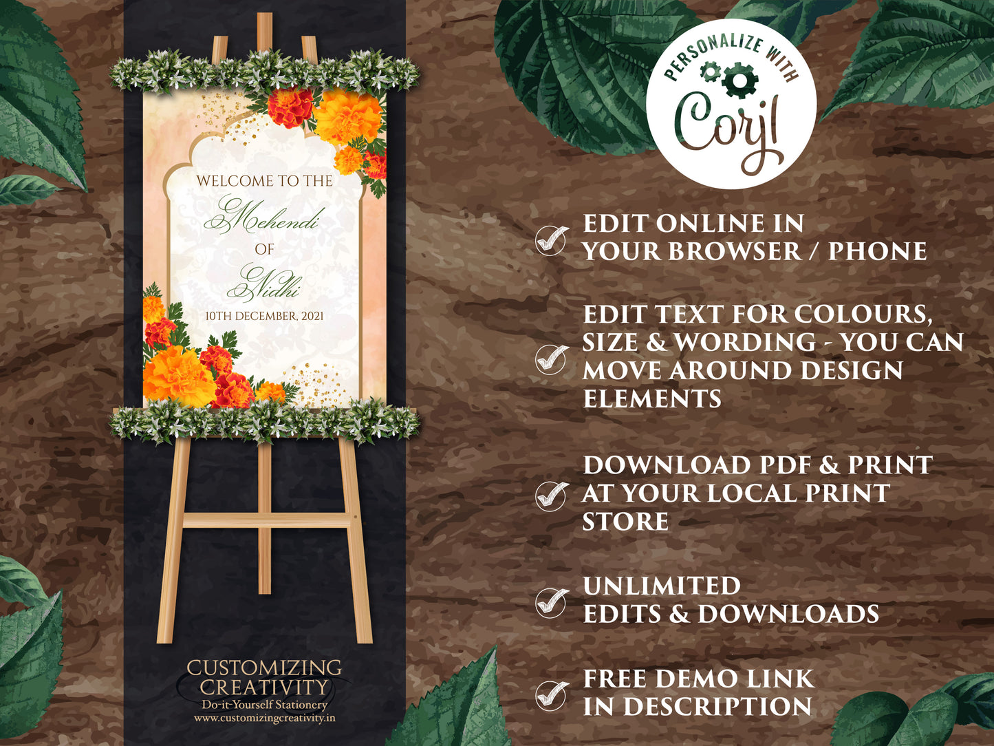Marigold Welcome Signs for Indian Welcome sign, Mehndi Signs for Indian Mendhi Welcome Signage, Indian Wedding Sign marigold Henna Party