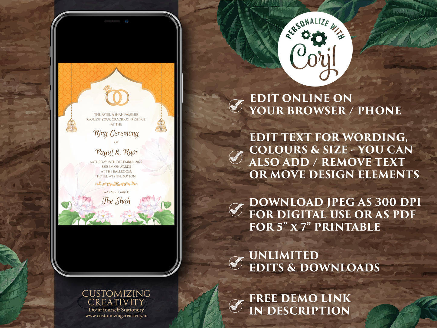 Indian invite template & Indian invitations Hindu Wedding card Indian, Indian Wedding Digital Invite as Indian Wedding invitation card Hindu