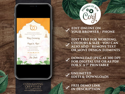 Indian invite template & Indian invitations Hindu Wedding card Indian, Indian Wedding Digital Invite as Indian Wedding invitation card Hindu