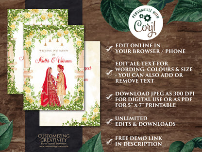 Hindu wedding invitation & Indian Wedding invite, Hindu Wedding cards as Hindu invitation, Indian wedding card as Hindu Wedding invite