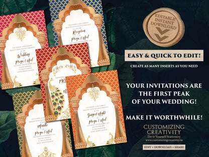 Peacock Invitations as Wedding cards Indian, Hindu Wedding invites Peacock & Hindu invitation electronic Indian digital wedding card Peacock