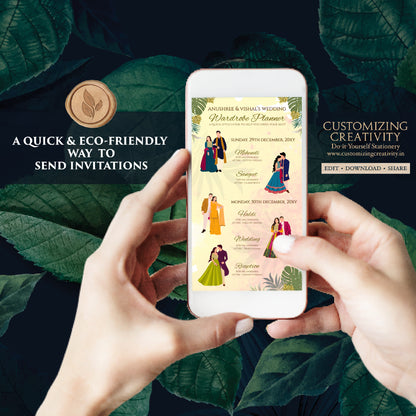 Indian wedding itinerary Digital Indian Wardrobe Planner & Hindu Wedding Program, Indian Wedding Program as Digital Indian wedding Timeline
