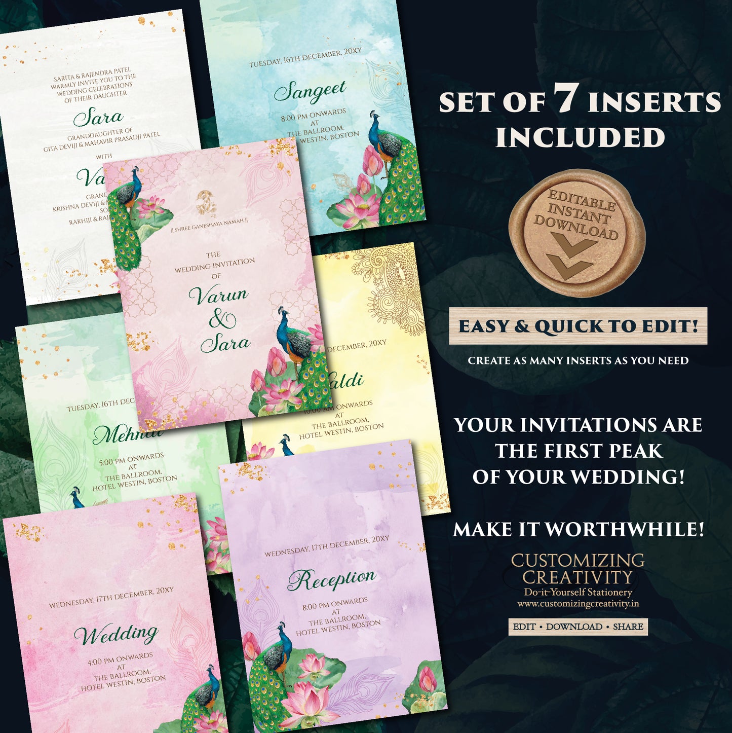 Indian Wedding invitation Digital Hindu Wedding card, Indian wedding invite Gujarati Kankotri & Hindu invitation as Hindu wedding invite