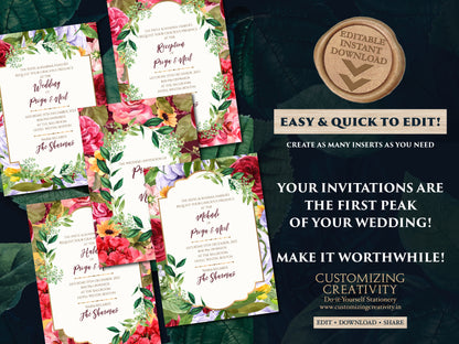 Digital Indian Wedding invites Floral, Indian invites & Indian Invitations Digital, Hindu Wedding invitations as Indian Wedding cards Hindu