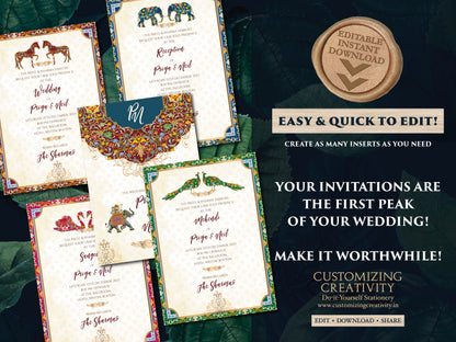 Indian Wedding Invitations as Elephant Invitation Indian, Peacock invitations Wedding as Indian invitations Hindu wedding, Digital Invites