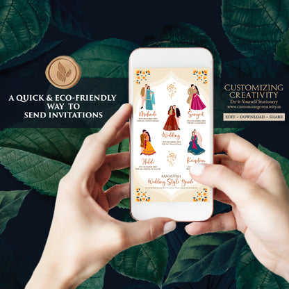 Indian wedding itinerary Digital Indian wedding Timeline, Hindu Wedding Wardrobe Planner & Indian Wedding Program, Hindu Wedding Program