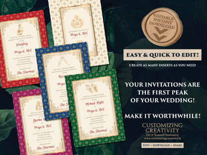 Indian Wedding Digital Invite as Indian Wedding invitation card Hindu, Indian invite template & Indian invitations Hindu Wedding card Indian