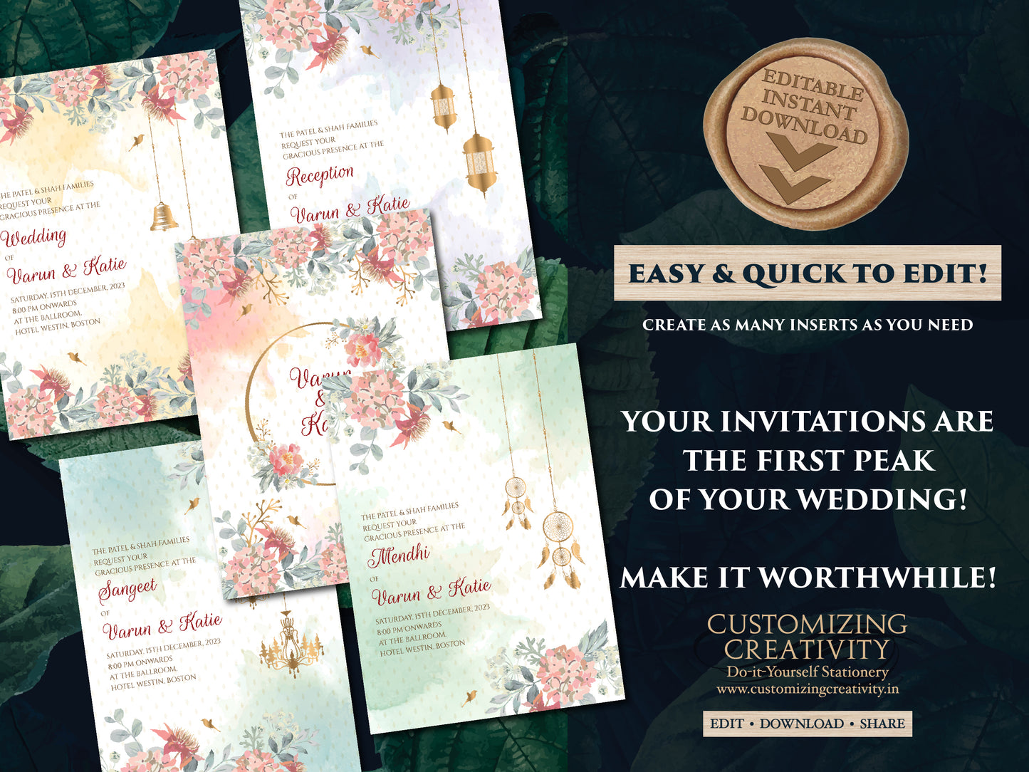 Hindu invitation & Hindu Wedding Invitation, Indian wedding card as Indian Wedding invite, Indian wedding invitation Wedding invite Indian