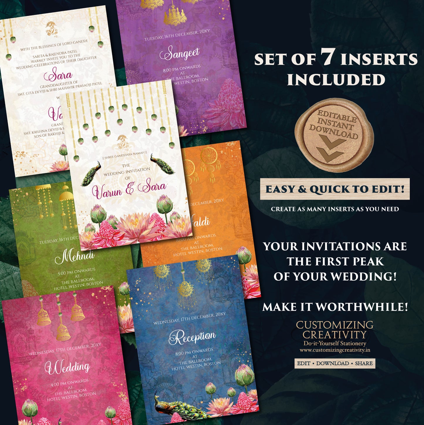 Indian wedding invite Gujarati Kankotri, Digital Hindu Wedding card & Indian Wedding invitation, Hindu invitation as Hindu wedding invite