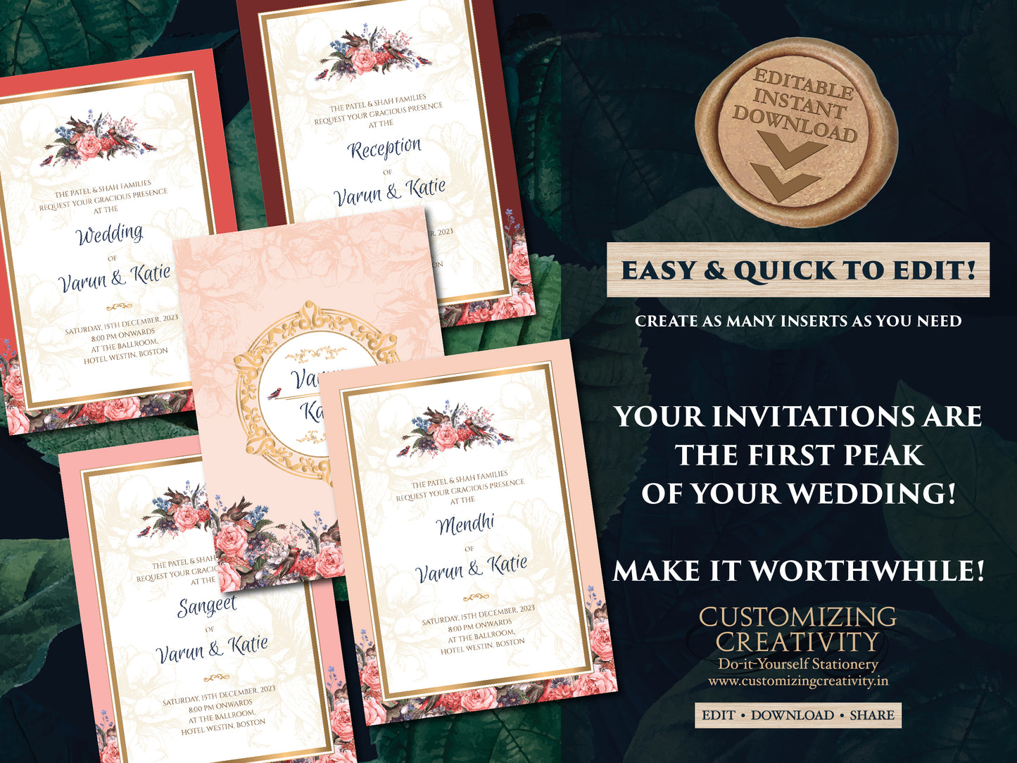 Sikh Wedding card as Indian invites, Indian Wedding invites & Indian Invitations, Sikh Wedding invitations as Digital Indian Wedding cards