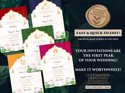 Indian invite template & Indian invitations Hindu Wedding card Indian, Indian Wedding Digital Invite as Indian Wedding invitation card Hindu