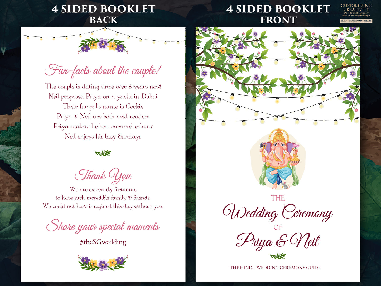 Hindu Wedding Program printable as Indian Wedding Ceremony program template, Hindu Ceremony program as Indian Wedding infographics Guide