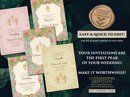 Indian wedding card & Indian invitations, Indian Wedding Invitations as Indian Wedding invite, Indian cards as Hindu Wedding invite Indian