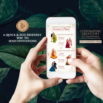 Hindu Wedding Wardrobe Planner Indian Wedding Program, Hindu Wedding Program & Indian wedding itinerary as Digital Indian wedding Timeline