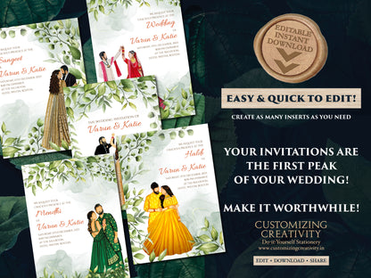 Indian Wedding Invitations & Indian wedding cards, Indian invitations as Indian Wedding invite, Hindu wedding cards as Hindu Wedding invites