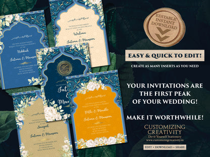 Muslim Wedding Invitation Islamic & Nikkah Invitation, Walima Wedding Invitation as Digital Nikah Invite, Muslim Wedding invite Pakistani