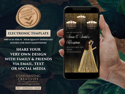 Reception invites & Digital Reception card, Indian Reception invitation as Indian Wedding card, Indian invitations as Indian Wedding invites