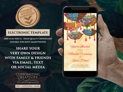Mehndi invitations, Mendhi invites as Henna Party invites, Mehndi Invites, Henna Night invitations Electronic DIY & Digital Mehndi invites