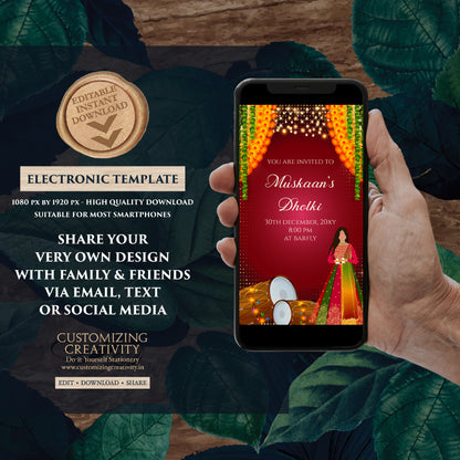 Dholki invitations Muslim Mehndi invites, Digital Dholki invites & Mehndi invitation, Mehendi invite as Digital Pakistani wedding invitation