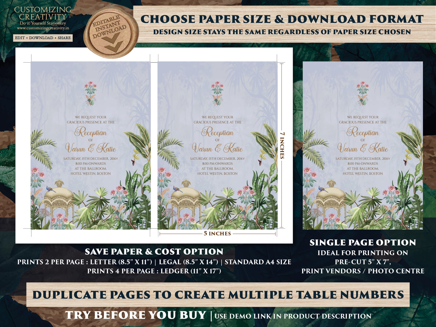 Indian wedding invitation Digital Hindu Wedding card, Indian wedding card as Indian Wedding invite, Hindu invitation as Hindu wedding invite