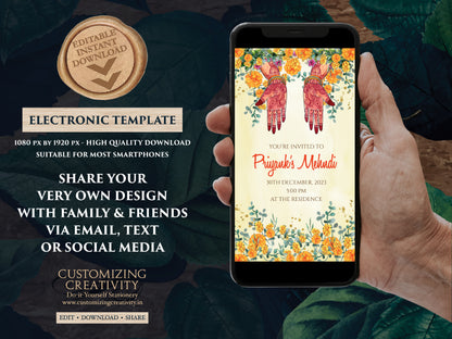 Mehndi invitations as Mendhi invites, Mendhi Night invites as Mehendi invites, Digital Mehndi invites & Mehndi Invites, Mehendi invitations