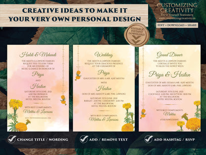 Marigold invites Wedding as Indian invitations Marigold, Orange Wedding card & Shaadi card Hindu, Hindu invitations Marigold Indian Wedding