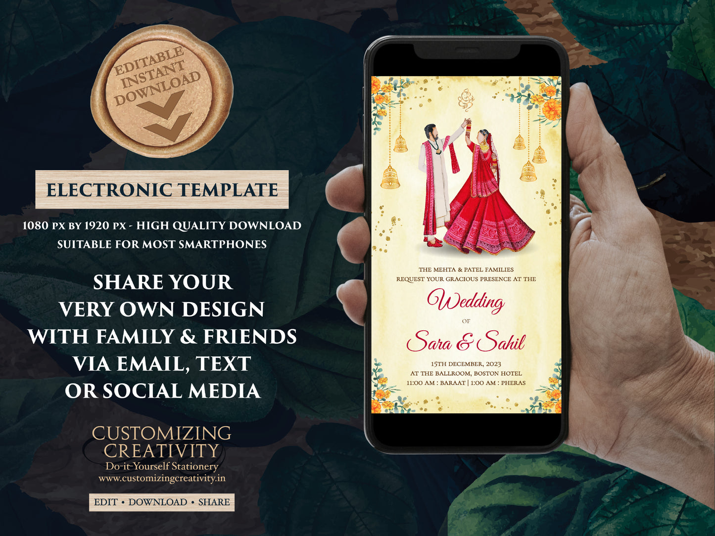 Hindu invitations as Hindu wedding invites, Indian Wedding cards & Indian invitations, Indian Wedding invites as Digital Hindu Wedding cards