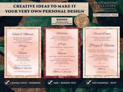 Indian Wedding invitations Pink as Wedding invitations Indian, Digital Indian Invites Electronic, Shaadi card Indian & Indian Wedding cards