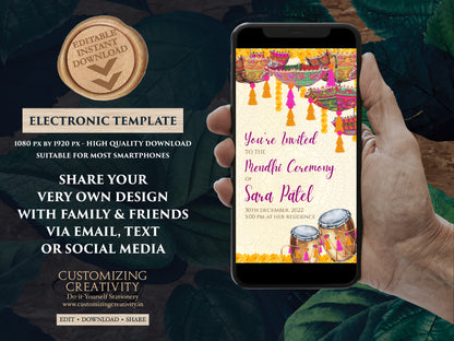 Henna Party invites Mehndi Invites, Mendhi Night invites & Digital Mehndi invites, Mehendi invitations, Mehndi invitations as Mendhi invites