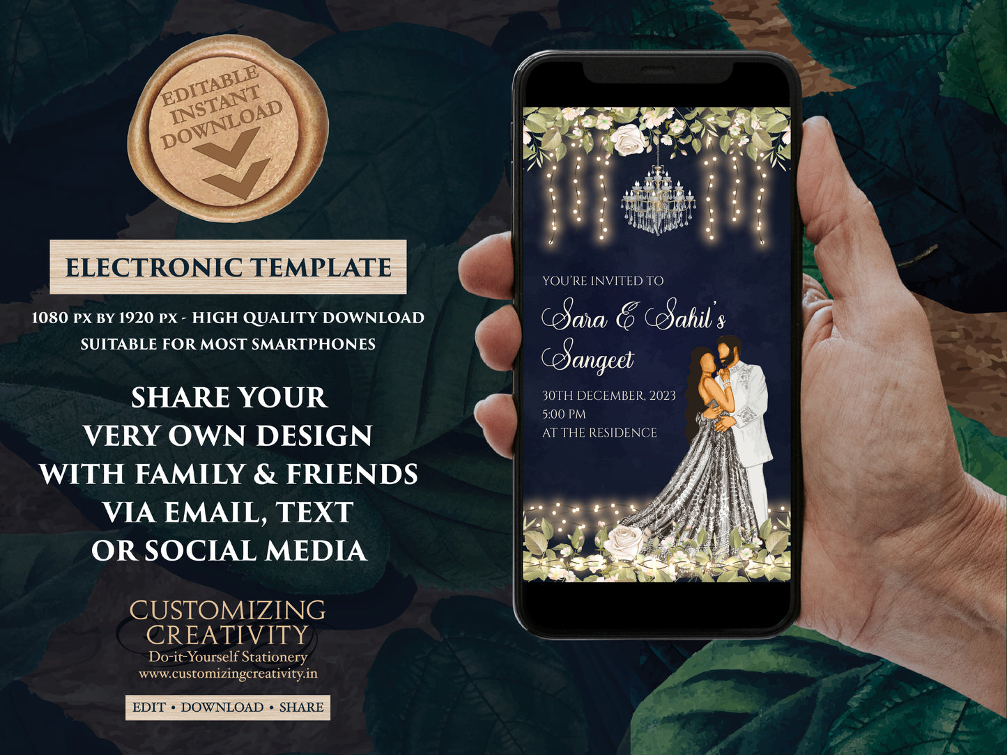 Digital Sangeet cards & Indian Sangeet invitations, Sangeet invites as Wedding Sangeet card, Indian invitations as Indian Sangeet invites