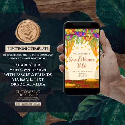 Pithi invitations Mayoun invitations, Haldi invites Digital Haldi invitations & Mehndi invitations, Digital Mayoun invites as Pithi invites