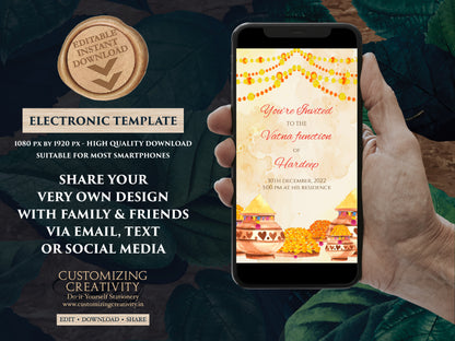 Vatna invites as Digital Haldi invites Indian, South Indian Pellikuthuru invitation & Digital Maiyan invites Pithi invitations, Pithi invite