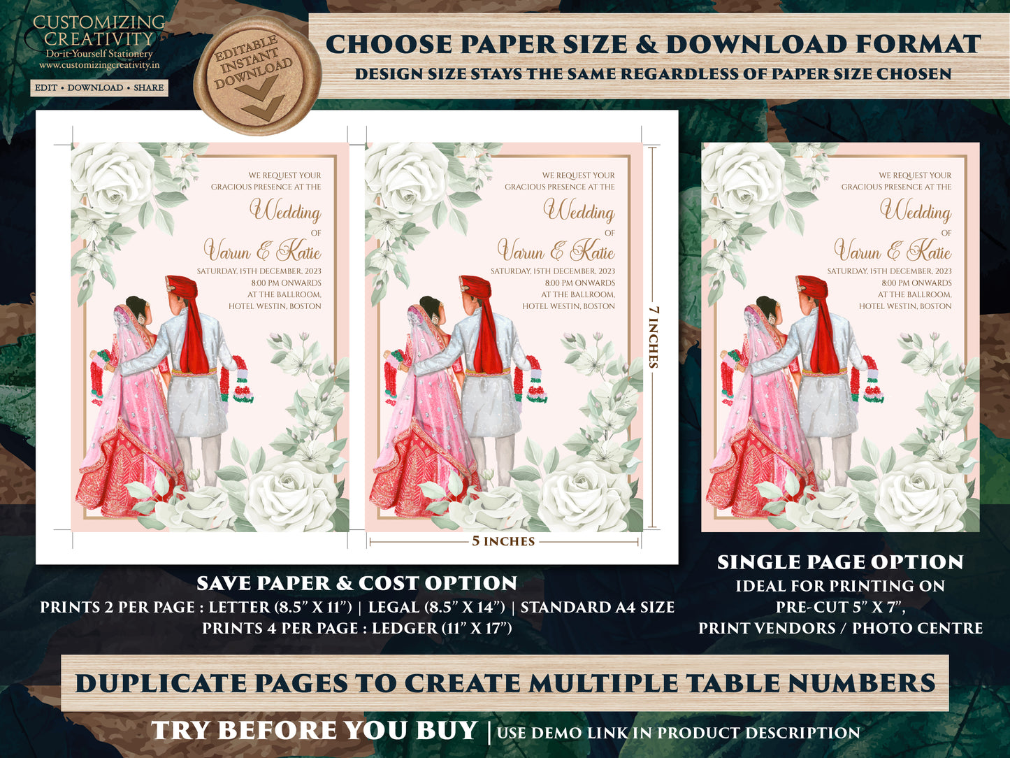 Indian wedding card as Indian Wedding invite, Indian wedding invitation Wedding invite Indian, Hindu invitation & Hindu Wedding Invitation