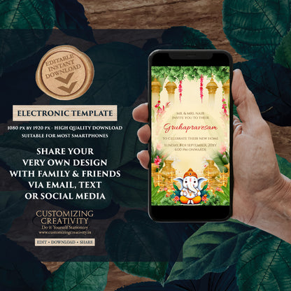 Tamil Housewarming invite Digital Indian Housewarming invitation, Gruhapravesham invite & Gruhapravesam invite Grihapravesh invitate Telugu