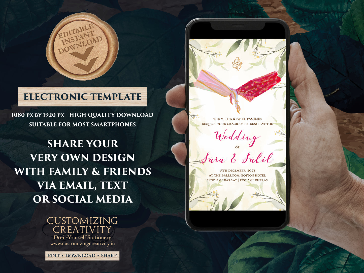 Digital Indian Wedding cards as Digital Wedding invitations Hindu cards, Digital Indian Wedding invites & Digital Hindu wedding invitations