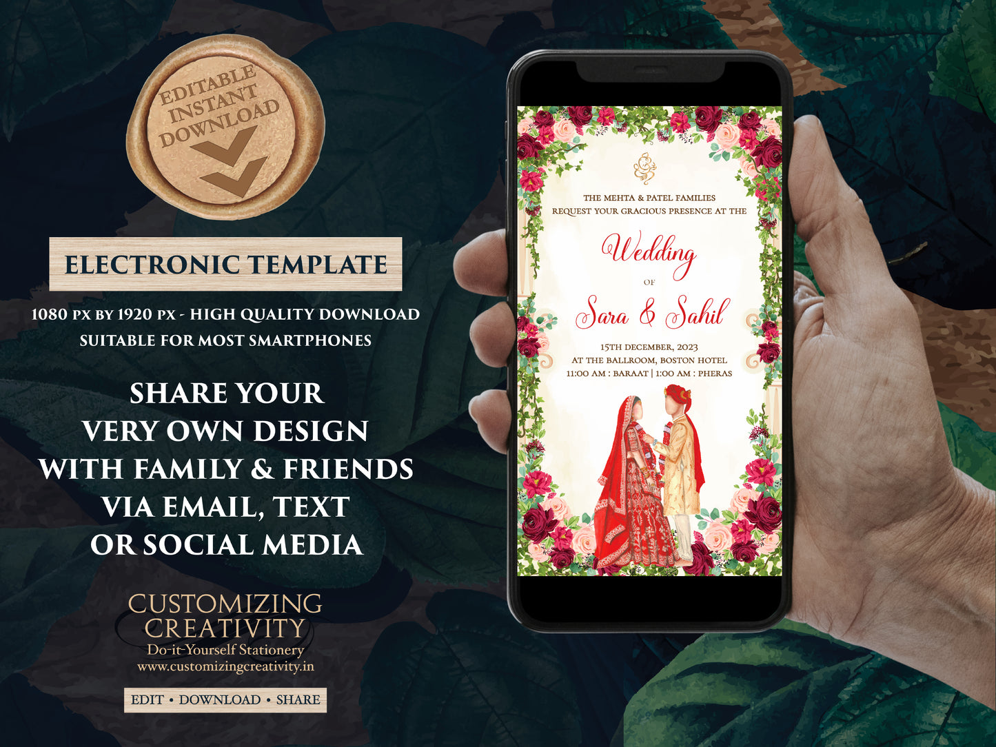 Digital Indian Wedding cards & Indian invitations, Indian Wedding invites as Hindu Wedding cards, Hindu invitations as Hindu wedding invites