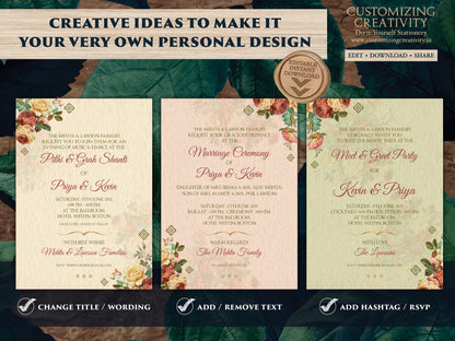 Wedding Invite Fall as Fall invitations Wedding Indian, Indian Invitations Pastel, Indian Wedding invites Autumn & Hindu Wedding card Autumn