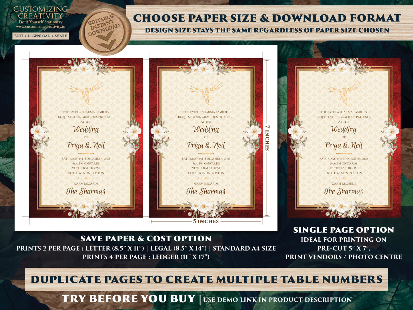 Indian invitation Digital wedding card & Indian Invite, Gujarati Wedding invites as Hindu Wedding card Gujrati, Gujarati kankotri invitation