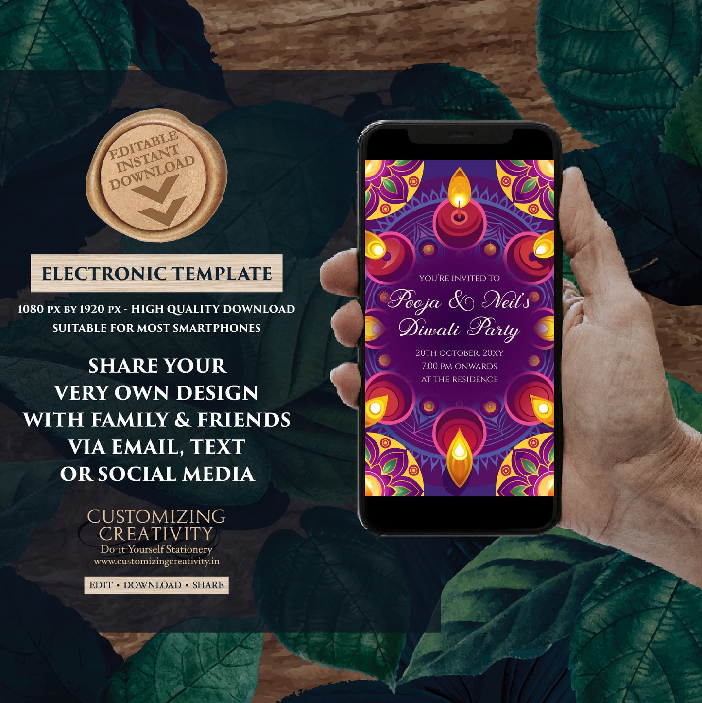 Diwali party invite Digital Diwali invitations, Diwali party invitation & Diwali invite, Happy Diwali card greeting as Diwali Evite template